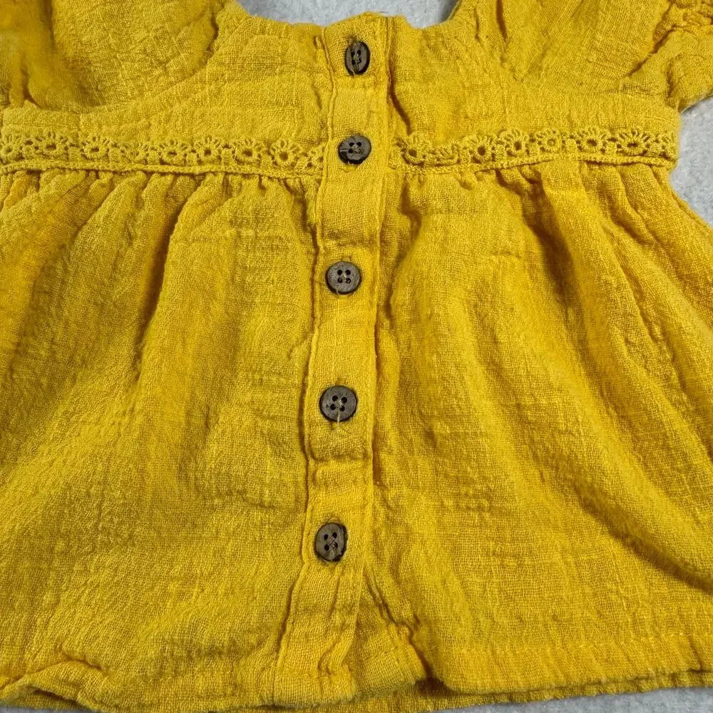 7 for All Mankind Baby Girl 12M Yellow Button-up Spring Boho Chic Easter Picture